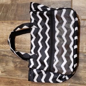 Thirty-One Black & White Chevron Travel Cosmetics Bag